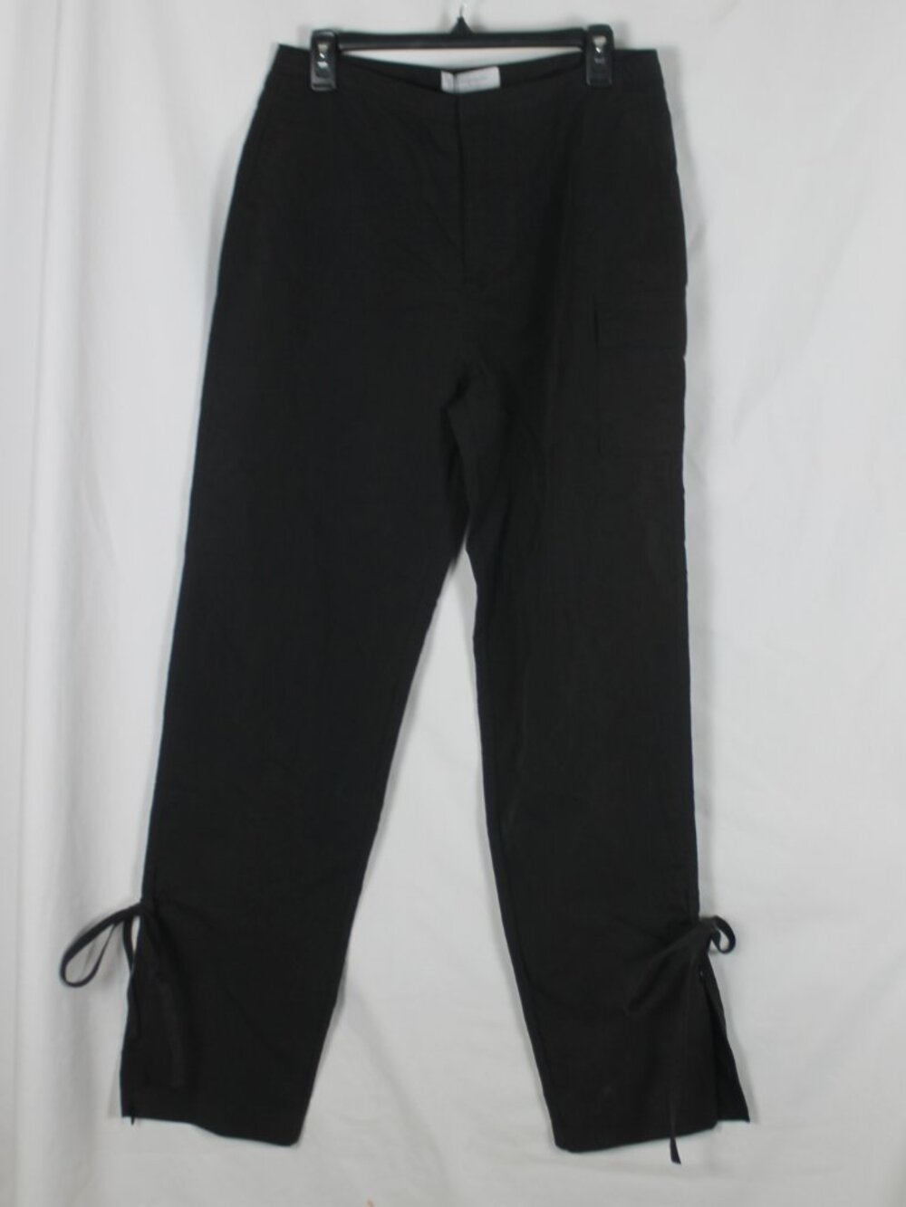 ALL THINGS GOLDEN The Cargo Pant Women's Black Size M Relaxed Fit Tie Cuffs NEW